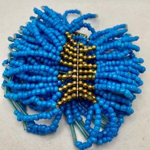 Royal Blue and Gold Stretch Bead Bracelet
